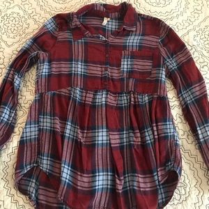 Plaid half button up shirt